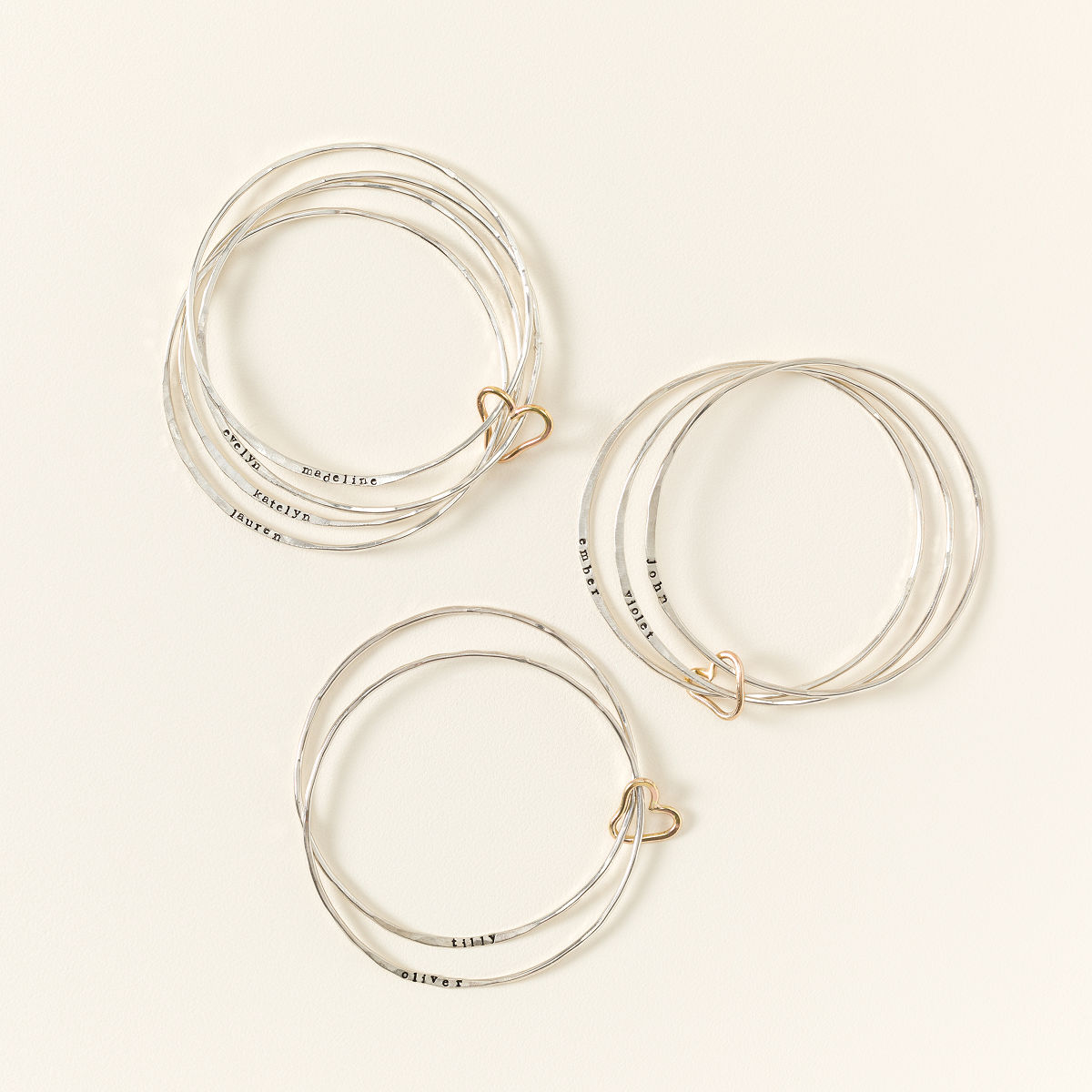 Personalized All Heart Bangle Set