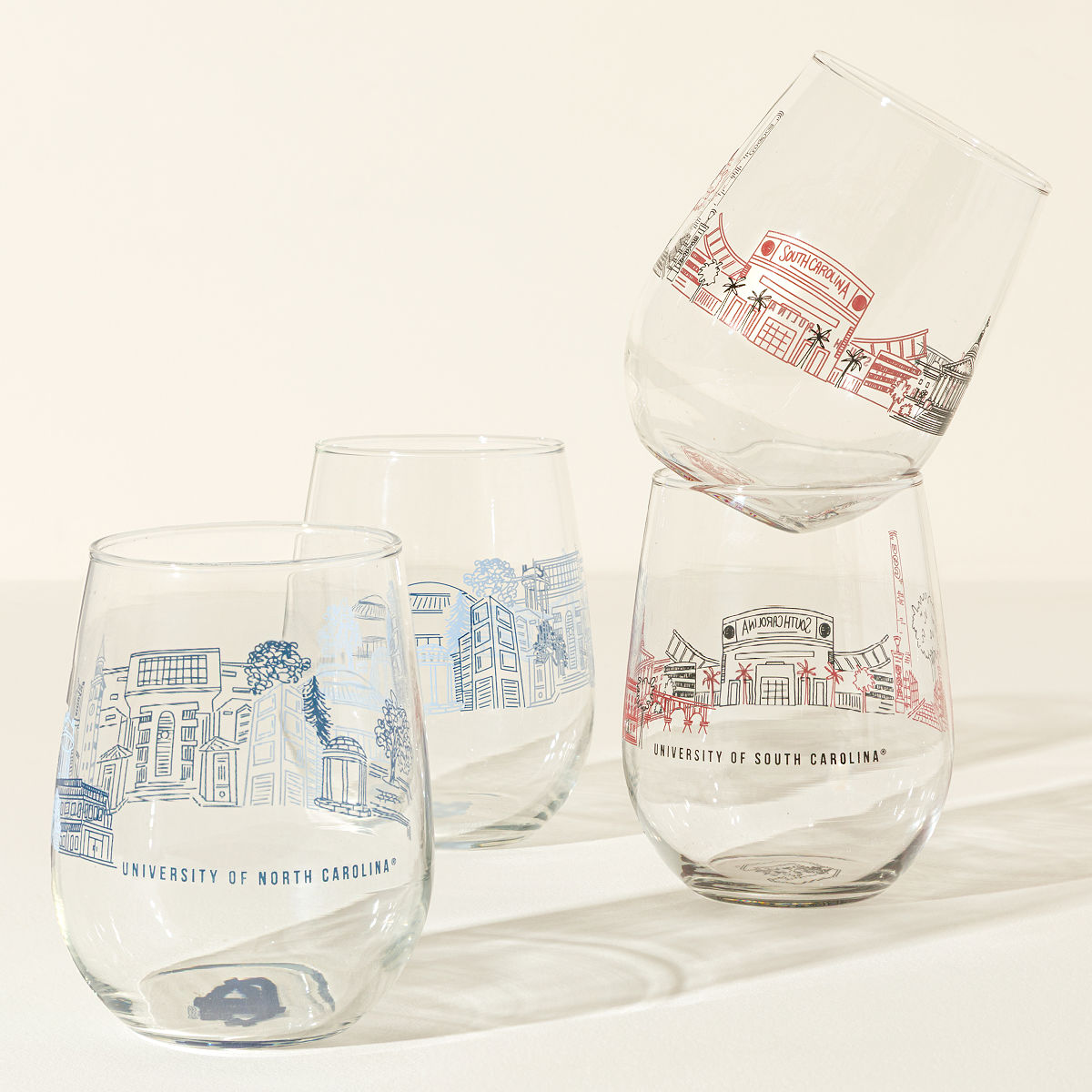 College Cityscape Wine Glasses – Set of 2