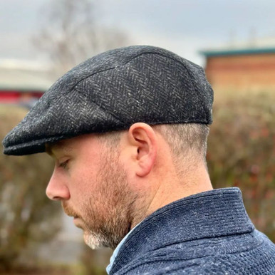 Handcrafted Harris Tweed Herringbone Flat Cap