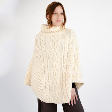 Cable Cowl Neck Poncho