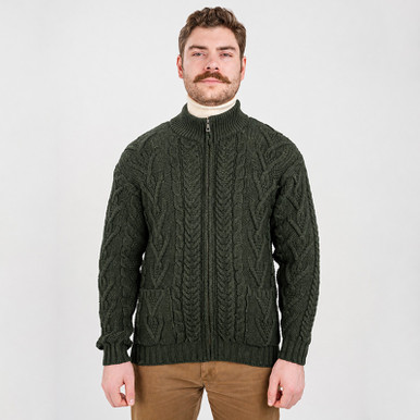 Men’s Irish Aran Zipper Cardigan