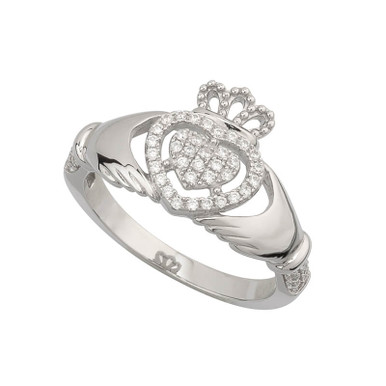 Silver Cubic Zirconia Claddagh Ring