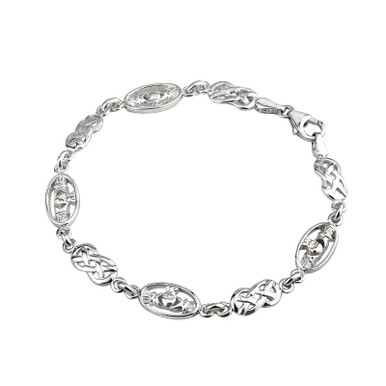 Sterling Silver Bracelet Claddagh Celtic Links