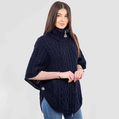 Funnel Neck Poncho Jacket