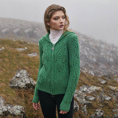 Merino Wool Aran Hooded Cardigan