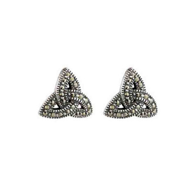 Silver Marcasite Irish Trinity Knot Earrings